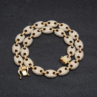 China wholesale GZYS JEWELRY Drop Shipping Non-fading Iced Out Coffee Bean Chain Necklace Hip Hop Jewelry for sale