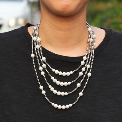 China GZYS JEWELRY Non-fading Wholesale Drop Shipping Long Pearl Beaded Necklace Jewelry Stainless Steel for sale