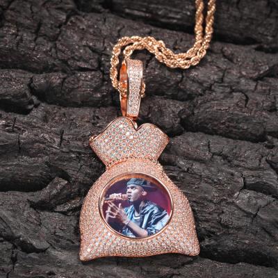 China GZYS JEWELRY Wholesale Gold Custom Photo Zircon Silver Bag Non-fading Copper Pendant for sale