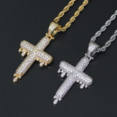 China GZYS JEWELRY Ice Jewelry Hip Hop Cross Charm Non-fading Pendant 18k Gold Plated for sale