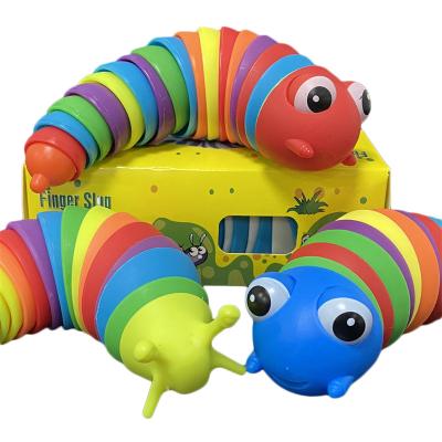 China 3D Sensory Cotton Stress Anxiety Relief Printed Jointed Plastic Stretch Slug fidgety person toys for sale