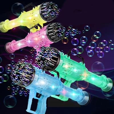 China Children's Colorful Lights 21 Hole Bubble Machine Gatling Gun Toys Outdoor Electric Shooting Summer Toys 13*33cm for sale