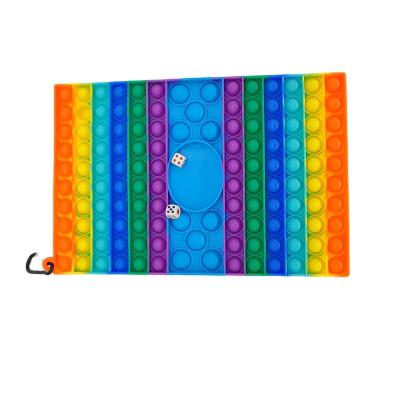 China Release Effort Big Game Jumping Board With Dies Push Bubble Pad Snap Rainbow Pop Chess Board Wiggle Toy Games 30cm for sale