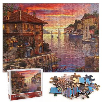 China Eco-friendly Material Jigsaw Puzzle OEM Available For Adult Kids Sunset Scenery Game Puzzle Clever Wooden Puzzle for sale