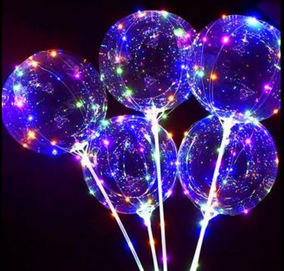 China Clear PVC Bobo Balloon Print With LED Lights Gift Toy Wholesale Christmas Party Home Decoration Gift for sale