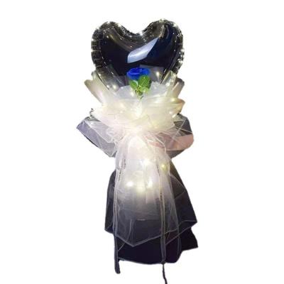 China Gift Toy Glowing Love Heart Bobo Balloon Rose Bouquet Wedding Engagement Anniversary Gift Party Decoration Balloon for sale