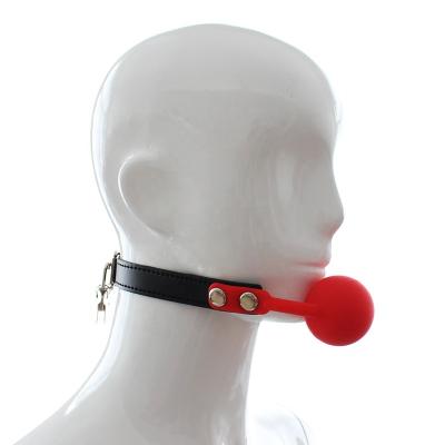 China Sex Toys Sex Toys Black Leather Mouth Plug Solid Ear Ball Europe And USA SM Packaged Mouth Plug Mouth Ball for sale