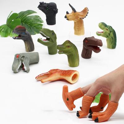 China For Fun New Wholesale Children's Early Educational Animal Toys Silicone Dinosaur Finger Puppet Set for sale