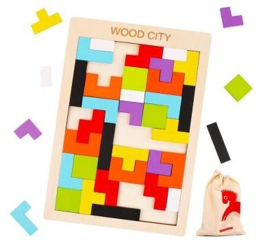 China Educational Wooden Puzzle for Toddlers 3 Years Old WOODEN Jigsaw CITY Tangram Brain Teasers Toy for sale