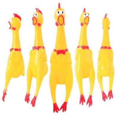 China For Fun Hot Selling Funny Latex Shrilling Squeezing Screaming Yellow Rubber Chicken Dog Toys for sale