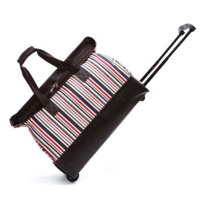 China Holiday Hot Selling Unique Design Travel Luggage Tote Bag Business Stripes Trolley Bag With PU Wheels for sale