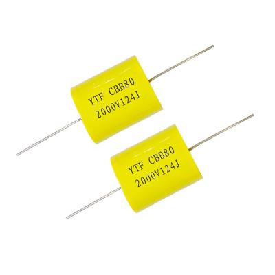 China Standard Certified Supplier CBB80 2000V124J 0.12UF 2KV Axial Polyester Capacitor For Ultrasound for sale