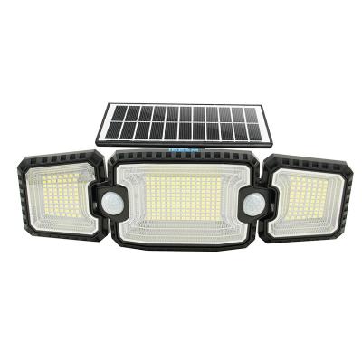 China WeiWu Residential Waterproof Outdoor Waterproof Outdoor Lights Three Heads PIR Sensor LED Solar Powered Garden Wall Light for sale