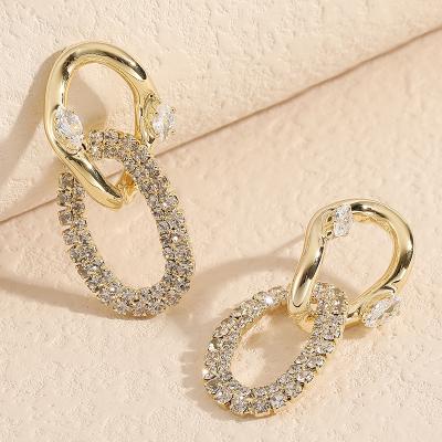 China FASHIONABLE Zircon circle valentine s day quality luxury designer wear silver glitter gold plated 925 twist to dangle drop earrings for sale