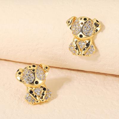 China New Fashion Trendy Korean Style Party Gold Plated Zircon Stone Designs Women Shape Cute Animal Statement Earrings Studs for sale