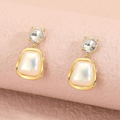 China Trendy luxury fashion designer simple statement bride zircon simple drop gold plated designer circle bling earrings for women for sale