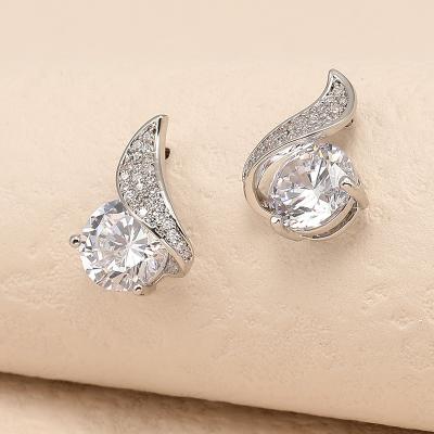 China Fashion Jewelry Fine Cubic Zirconia Stone 925 Silver Silver 18k Gold Plated Simple Trendy Designer Fashion Earrings Ear Studs Sets For Women for sale