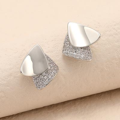 China Wholesale Statement Fashion Girl Zircon Women Date Stud Designer Latest Small 925 Silver Tiny Geometric TRENDY Inspired Stud Earrings for sale