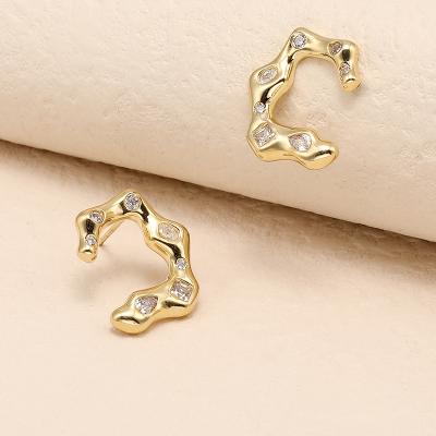 China Trendy New Fashion Zircon Bridal Statement Tasty Stud Party Zircon New Trend Gold Plated Fashion Luxury Geometric Unique Earrings For Women for sale