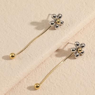 China FASHIONABLE designer inspired luxury women wedding cute tiny minimalist fashion designer gold plated drop daisy flower earrings for sale