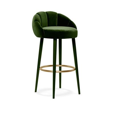 China Contemporary Contemporary Counter Stool In High Grade Green Velvet Modern Lightweight Luxury Bar Chairs For Home Counter Bar for sale