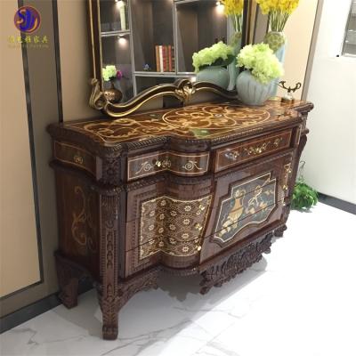 China Customized Customized Design Italian Furniture Wood Carved Narrow Side Table Living Room Decorative Side Cabinet for sale