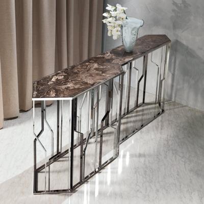 China Customized modern home sale furniture marble console table wall side table stainless steel hotel furniture commerical hot decoration for sale