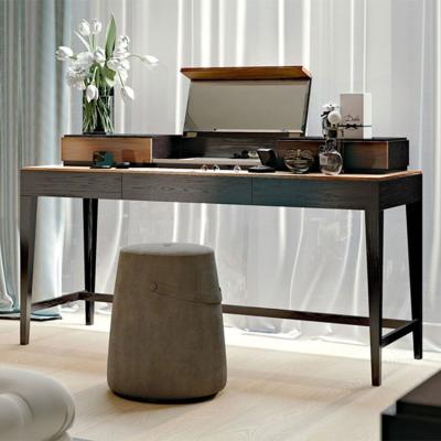 China Customized Customized Natural Solid Wood Dressing Table With Mirror For Bedroom Wooden Dressing Table Designs for sale