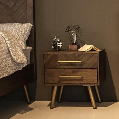 China Customized 2 Drawer Best Quality Nightstand Hardware Traditional Style Bed Side Top Top Selling Cabinet Customized Solid Wood Chest for sale