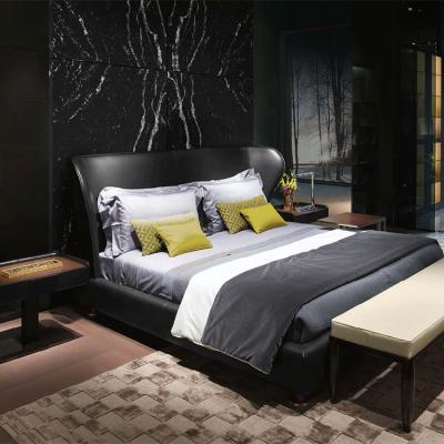 China Customized White Leather Italian Customized Luxury Classic Headboard Style Bed Room Furniture Royal, European, America Double Bed for sale