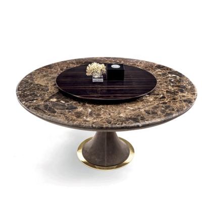 China Customized traditional custom designround table made of a hyperboloid shaped base in fiberglass covered in underbase plate range leathers for sale