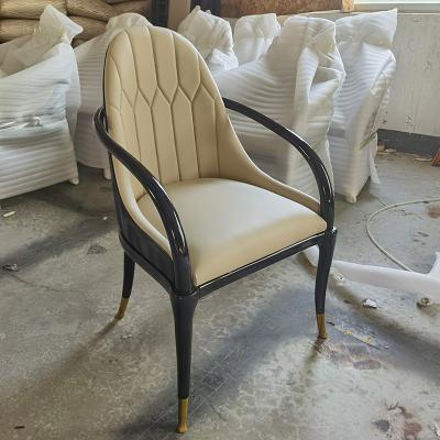 China Customized Light Luxury Nordic Simple Creative Armrest Customized Wood Frame Dining Chair In Gold Leg Factory Price In Kitchen Running Chairs For Home for sale