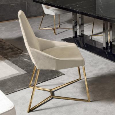 China Light Luxury Customized Customized Gold Stainless Steel Dining Chairs Dining Table Side Chairs For 8 Set for sale