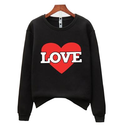 China Breathable LOVE Heart Printed Plus Size Female O-Neck Sweatshirts Fleece Pullovers Loose Women's Hoodies S-3XL for sale