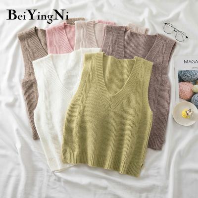 China Breathable White Pink Autumn Winter Fashion Jumper Clothing Sleeveless Female Tops Pullover Women Knit Vest Sweaters for sale