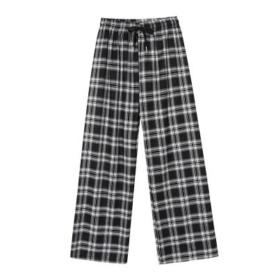 China Anti-Wrinkle High Waist Loose Pants Female Casual Sports Trotter Pants Plaid Wide Leg Panties Women for sale