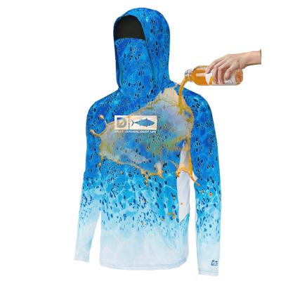 China Custom Waterproof Fabric Long Sleeve Antibacterial Upf 50+ Fishing Waterproof Shirts UV Protection Men T-Shirt Fishing Hoodie for sale