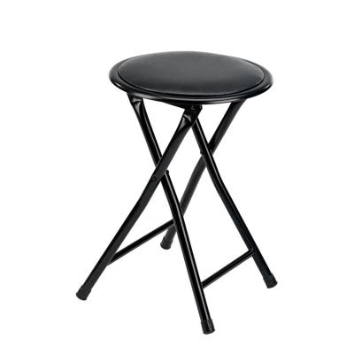 China Wholesale Cheap Metal Foldable Legs Round Seat PVC Factory Chair Metal Foldable Stool for sale