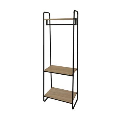 China Modern Design Stylish Home Furniture Metal Storage Rack With Wooden Coat Rack for sale