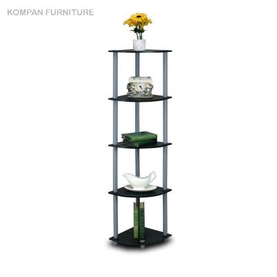 China Stylish Modern Home Furniture With Black Top With Five Storage Metal Frame Corner Shelf for sale