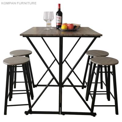 China Modern Furniture Wooden Bar Table With 4 Stools Simple Style Bar Set for sale