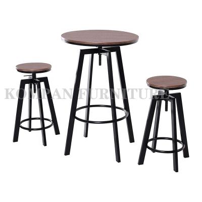 China Modern Luxury Bar Room Furniture With Metal Wood Top Frame 3 Chairs Bar Set for sale