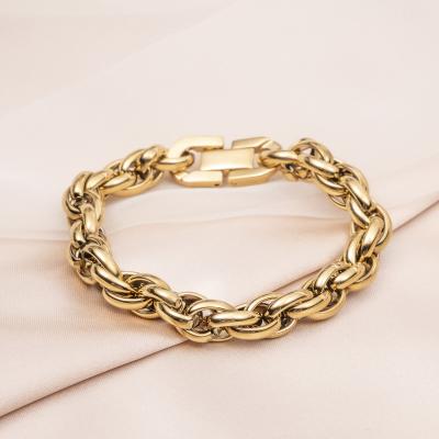 China Stainless Steel Screw Ring Pattern Friendly Material Classic Bracelet, Gold Color Lovers Bracelet Does Not Fade for sale