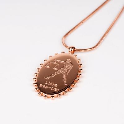 China High Quality Wholesale Custom Gold Plated 12 Zodiac Astrology Horoscope Stainless Steel Jewelry Necklace Brand Necklaces for sale