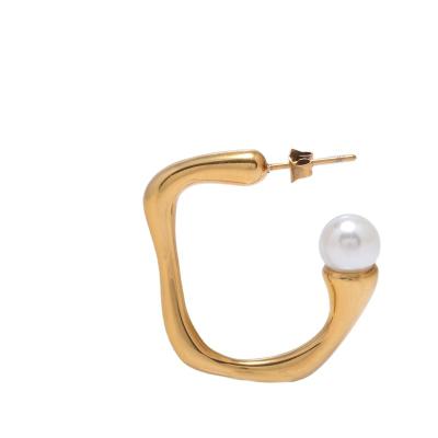 China Vintage Women Fashion Newest Stainless Steel Gold Circle Minimalist Geometric Stud Earrings for sale