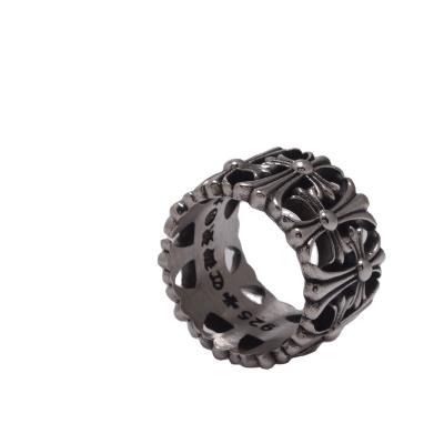 China CLASSIC wholesales up-to-date hiphop black cross ring stainless steel hook sport hip hop ring for sale