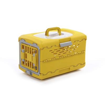 China Breathable Pet Airways Box Pet Cage Outdoor Folding Cat Carrier Portable Travel Check Small Dogs In-Car Air Box for sale