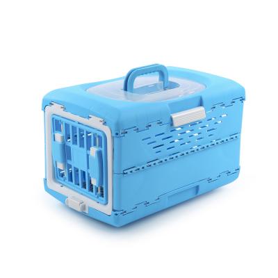 China Breathable Hard Wear-resistant Folding Pet Air Transport Box Hard Surface Car Travel Pet Carrier Item Suitable For Small Dogs Cats for sale