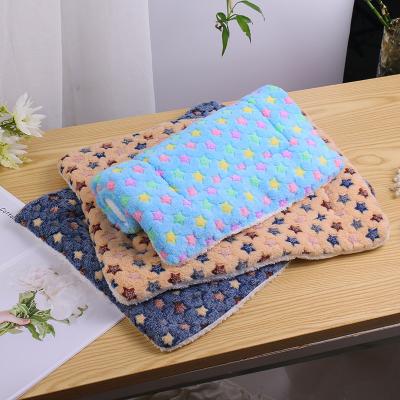 China Sustainable Soft Flannel Thickened Pet Soft Fleece Pad Pet Blanket Bed Mat For Puppy Dog Cat Sofa Cushion Home Rug Keep Warm Sleeping Cover for sale