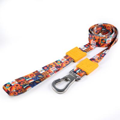 China Sustainable Nylon Dog Training Print Leashes Pet Supplies Walking Harness Collar Leader Rope For Dogs 1.2M for sale